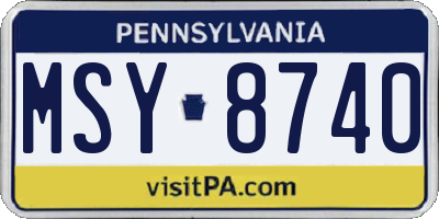 PA license plate MSY8740