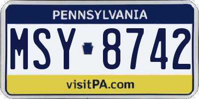 PA license plate MSY8742