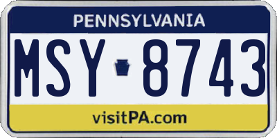 PA license plate MSY8743