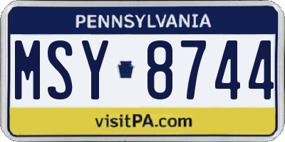 PA license plate MSY8744