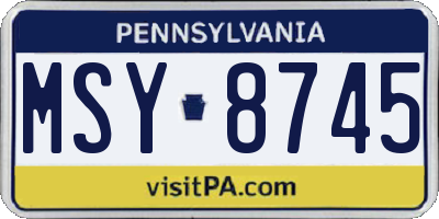 PA license plate MSY8745