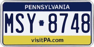 PA license plate MSY8748