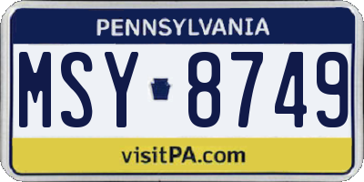 PA license plate MSY8749