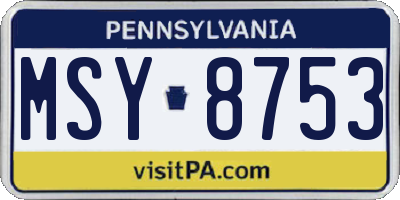 PA license plate MSY8753
