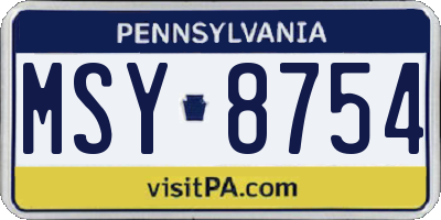 PA license plate MSY8754