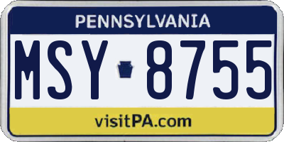 PA license plate MSY8755