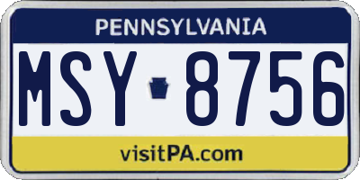 PA license plate MSY8756