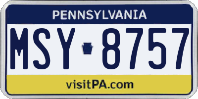 PA license plate MSY8757