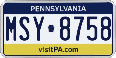 PA license plate MSY8758