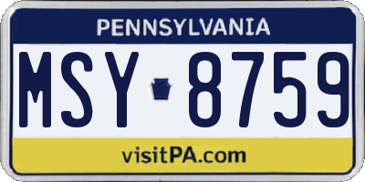 PA license plate MSY8759