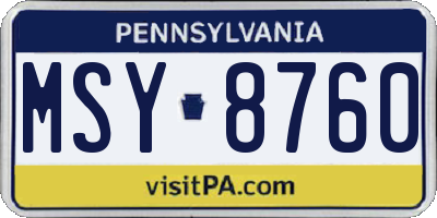 PA license plate MSY8760