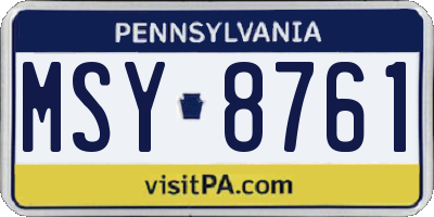 PA license plate MSY8761