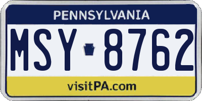 PA license plate MSY8762