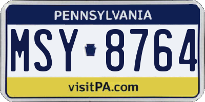 PA license plate MSY8764