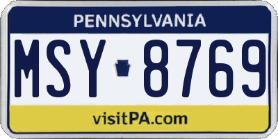 PA license plate MSY8769