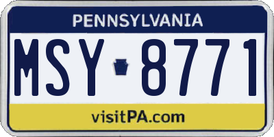 PA license plate MSY8771