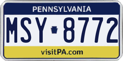 PA license plate MSY8772