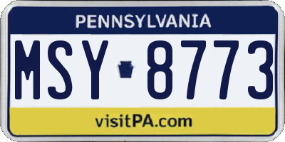 PA license plate MSY8773