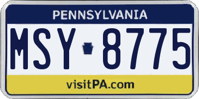 PA license plate MSY8775