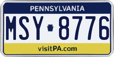 PA license plate MSY8776