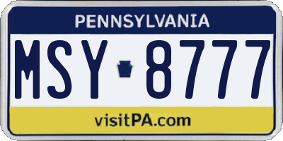 PA license plate MSY8777
