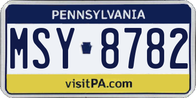 PA license plate MSY8782