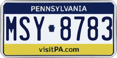 PA license plate MSY8783