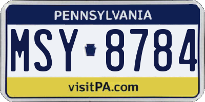 PA license plate MSY8784