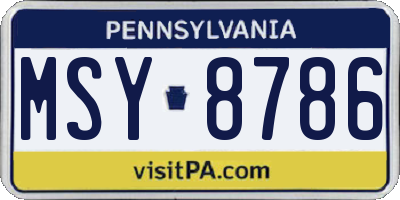 PA license plate MSY8786