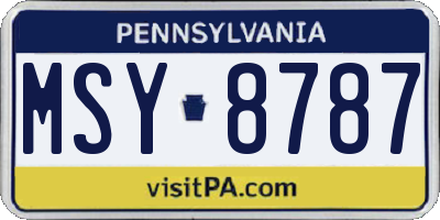 PA license plate MSY8787
