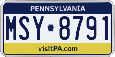 PA license plate MSY8791