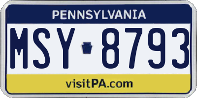 PA license plate MSY8793