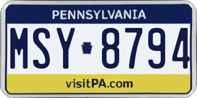 PA license plate MSY8794