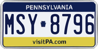 PA license plate MSY8796