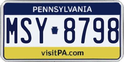 PA license plate MSY8798