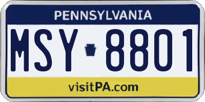 PA license plate MSY8801