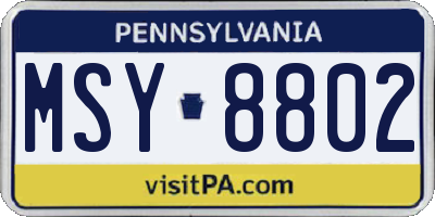 PA license plate MSY8802
