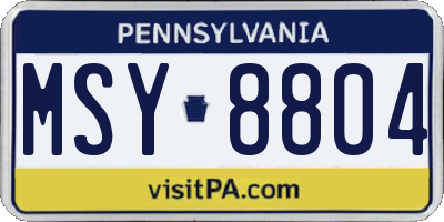 PA license plate MSY8804
