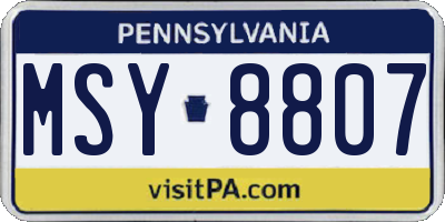 PA license plate MSY8807