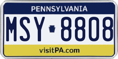 PA license plate MSY8808