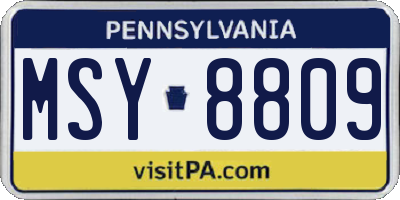 PA license plate MSY8809