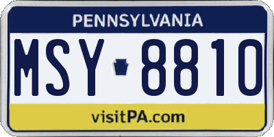 PA license plate MSY8810