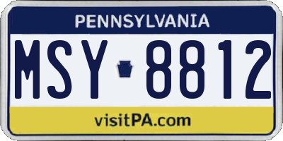 PA license plate MSY8812