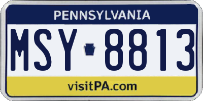 PA license plate MSY8813