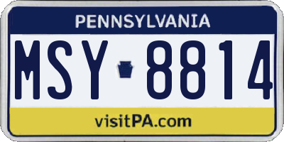 PA license plate MSY8814