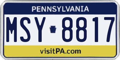 PA license plate MSY8817