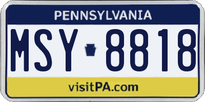 PA license plate MSY8818