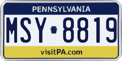 PA license plate MSY8819