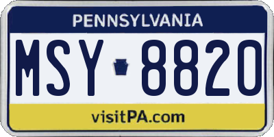 PA license plate MSY8820