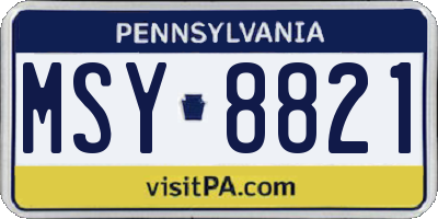 PA license plate MSY8821